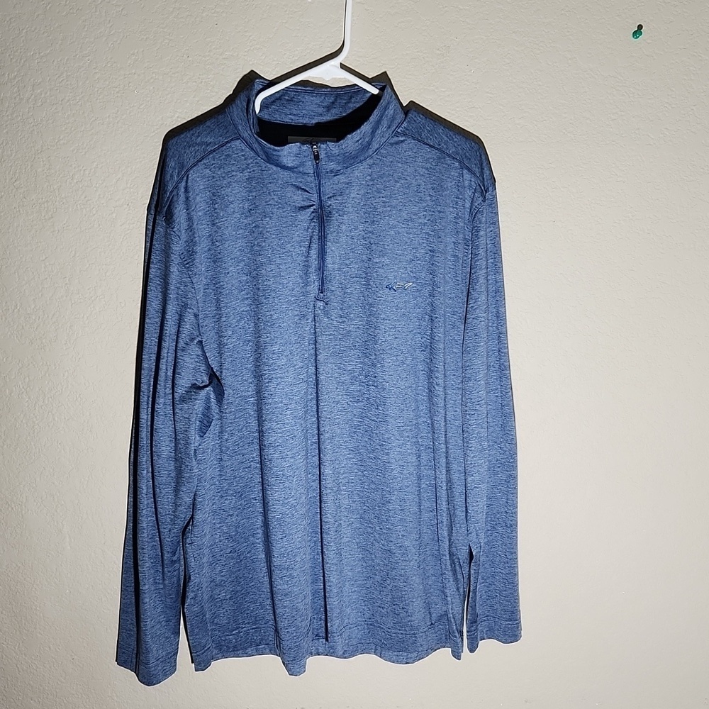 Greg Norman Shirt Mens Pullover Fishing Shark XL Blue Quarter Zip